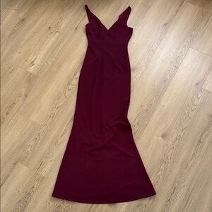Lulu’s Mermaid Elegant Burgundy Evening Gown